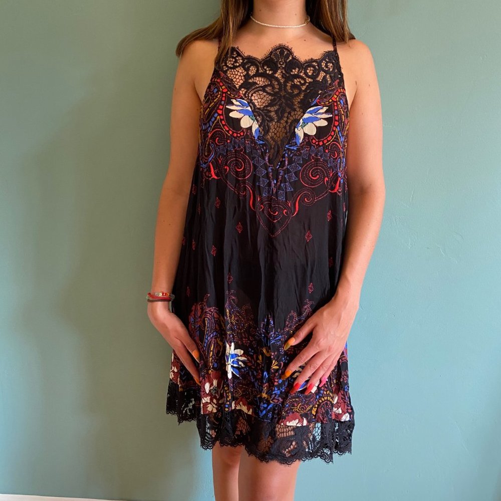 Free People Intimately Black Lace Slip Dress